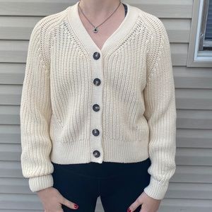 Everlane Cotton Texture cream Cardigan size med